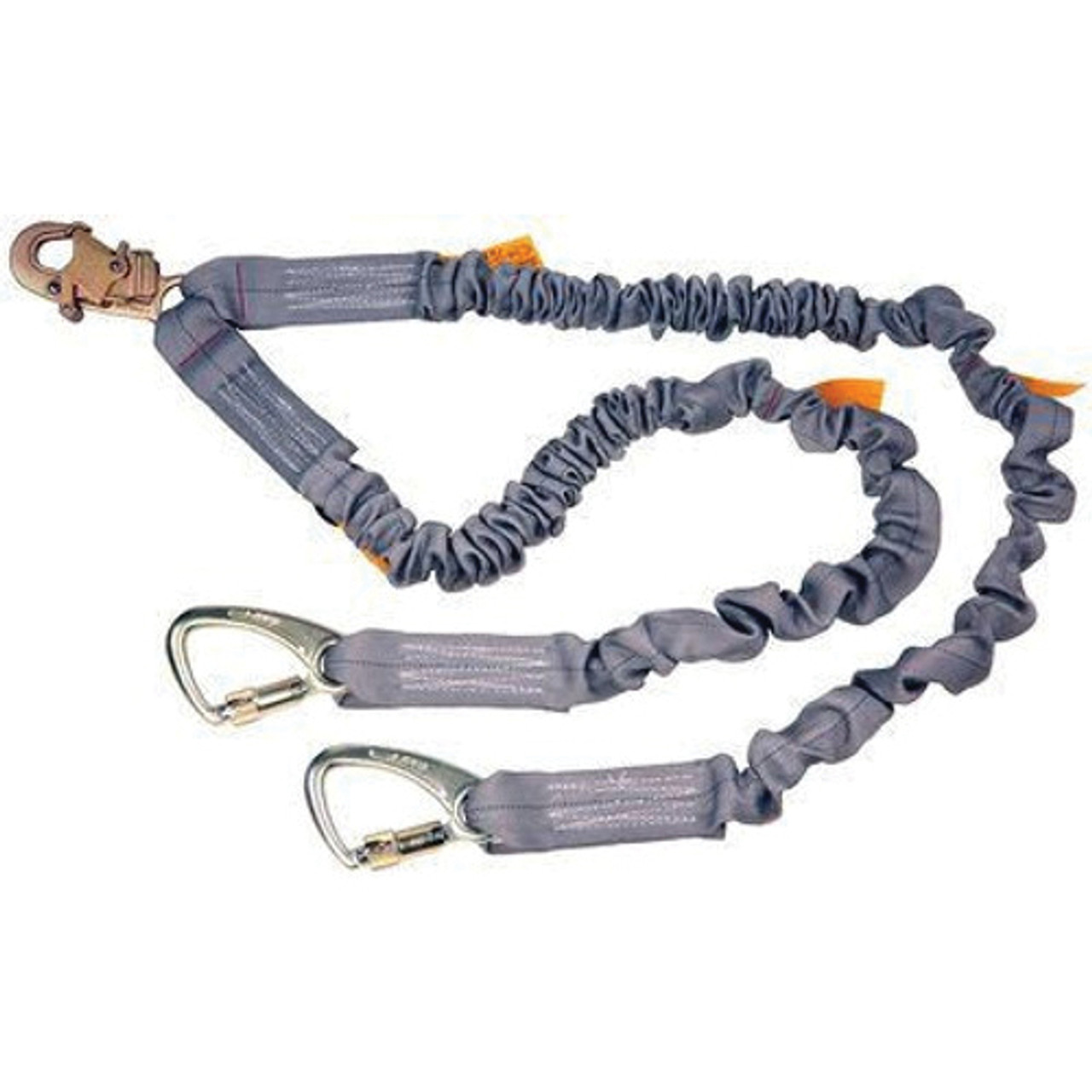 Shock Absorbing Lanyard, Zinc Plated Steel Hardware, 2 in Wd Strap, 8800 lb Tensile, Snap Hook, 6 ft Lg