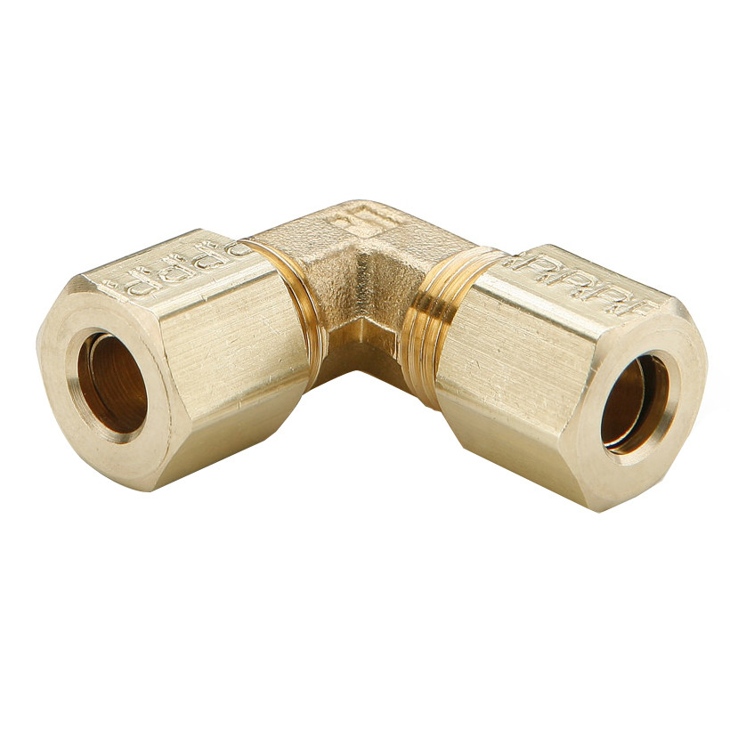 PARKER Union Elbow, Compression End, -65 to 250 deg F, Brass, Forged, 90 deg Elbow, Fluid