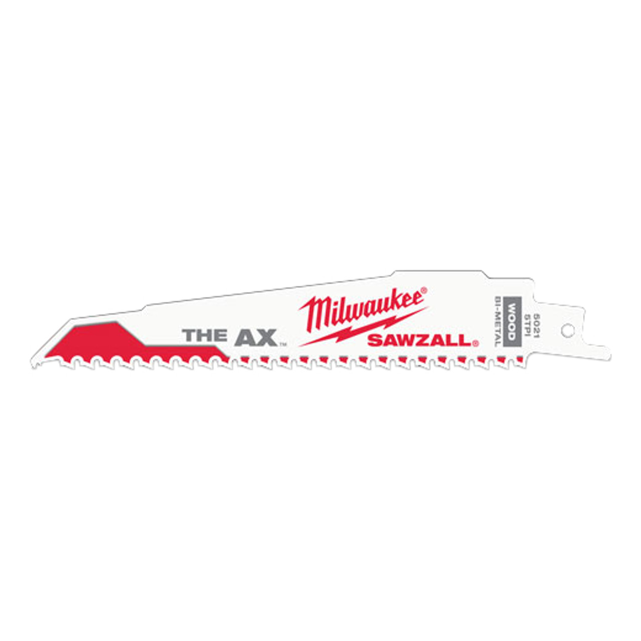 MILWAUKEE AX Sawzall Blade, Demolition,  Tapered Back, 1 in Wd, 0.062 in Thk, Matrix II Teeth, 1/2 in Tang