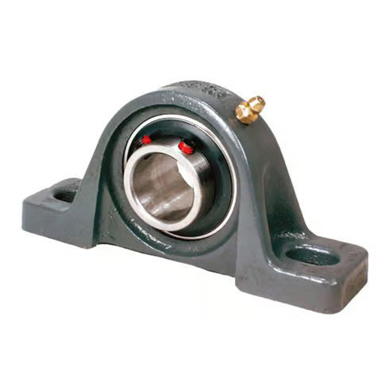 Pillow Block Ball Bearing Unit, Standard Duty, 2-Bolt Base Mount, Round Bore, Set Screw Locking
