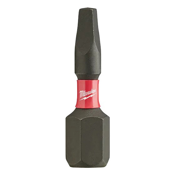 Screwdriver Bit, Insert, Square Point, 1 in Lg, Hex Shank, 1/4 in Shank, Alloy Steel, Black Phosphate, Black