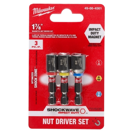 Nutdriver Set, 1 Magnetized Tip, Phosphate Coated, Steel, Black, 0.8 in wd,  1-7/8 in lg,  4-3/4 in ht