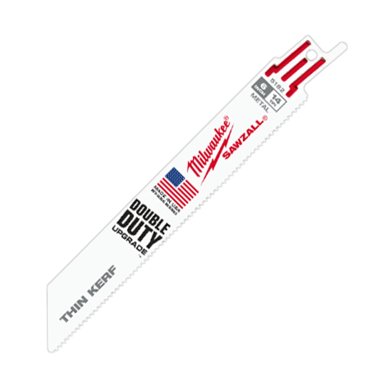 MILWAUKEE Thin Kerf Reciprocating Saw Blade, 3/4 in Wd, 0.035 in Thk, Matrix II Teeth, 1/2 in Tang, Bi-Metal Cut Edge, Bright