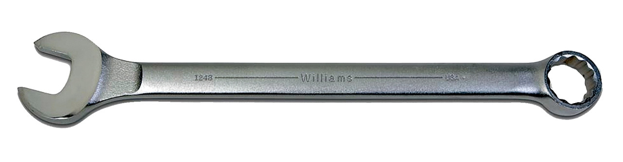 Combination Wrench, Longer Length, Alloy Steel, Satin Chrome Coated, Industrial Heavy Duty, Imperial, 1/2 to 2/3 in