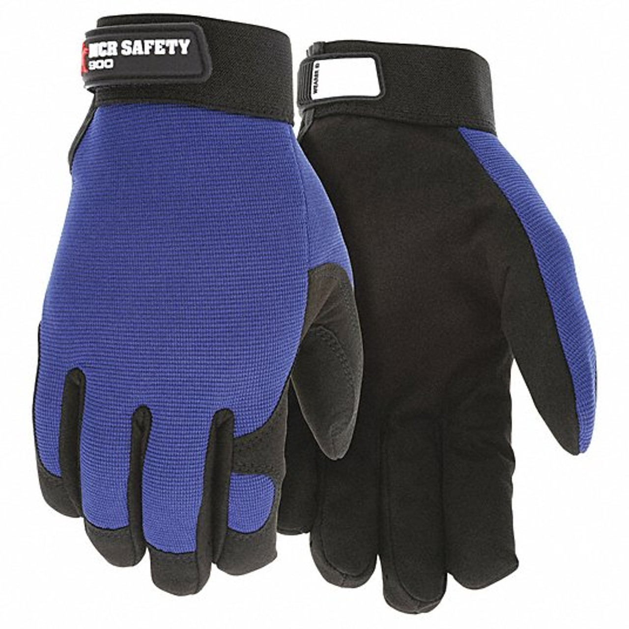 Multi-Task Gloves, Standard Finger Style Glove, Synthetic Leather Palm, Synthetic Fabric, Black,  Blue