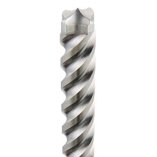 MILWAUKEE Rotary Hammer Drill Bit, 4-Cutter, Hole Drilling, Spiral Flute, 45/64 in Shank, SDS-Max Shank, Bright