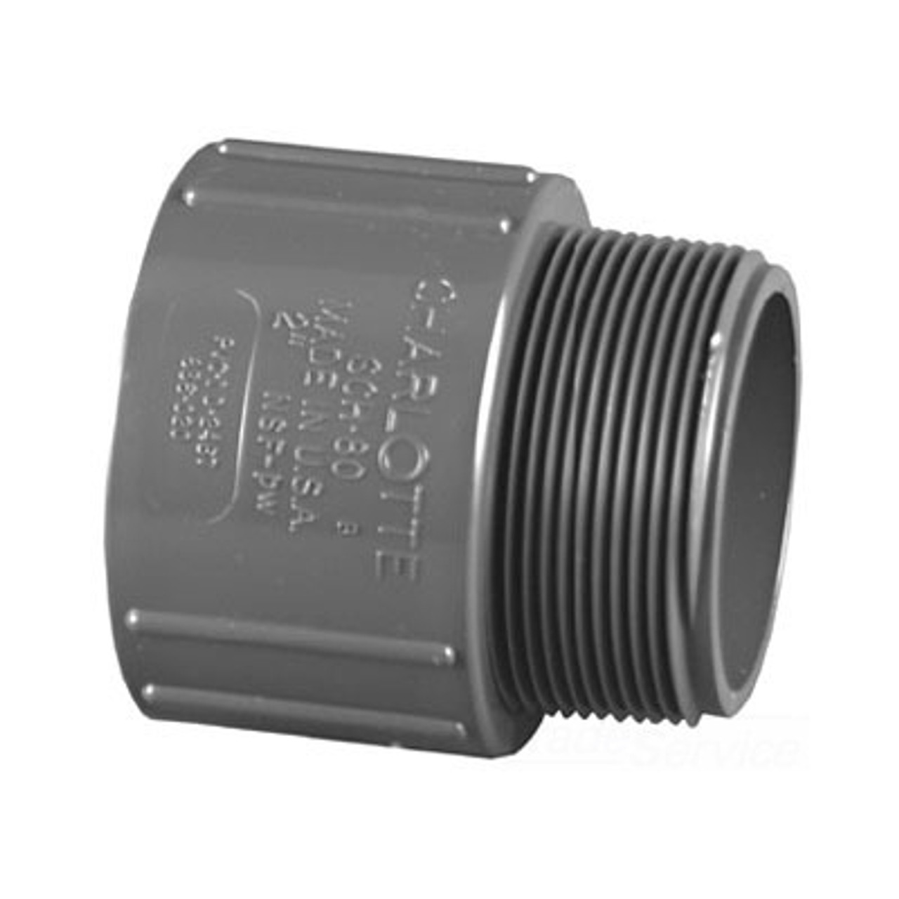 Pipe Adapter, Adapter, MNPT x Socket End, SCH 80, Molded, PVC, Gray, 140 deg F, Domestic