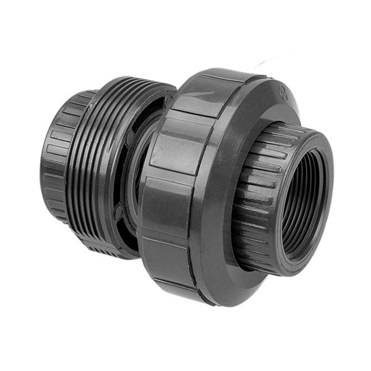 Union, Union, FNPT End, SCH 80, 235 psi, Molded, PVC, Viton Seal, Gray, 140 deg F, Domestic