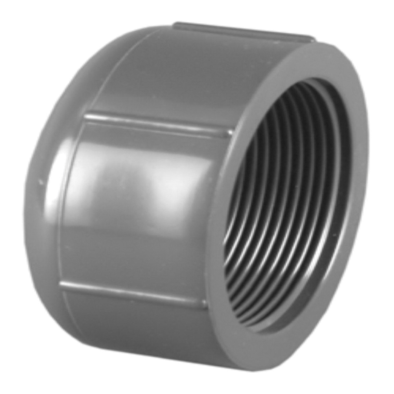 Pipe Cap, Cap, FNPT End, SCH 80, 150 psi, Molded, PVC, Gray, 140 deg F, Domestic