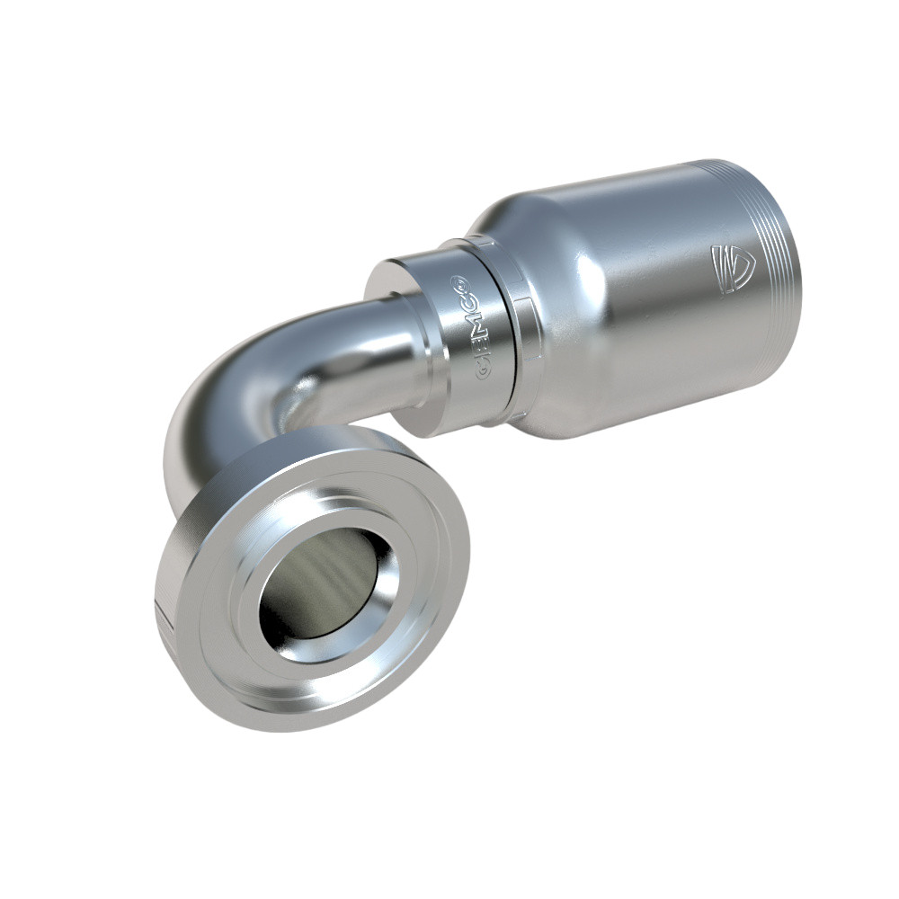 PARKER Hydraulic Elbow, 78 Series, Crimp Style, Hose x SAE Code 61 Flange End, 90 deg, 5000 psi, Steel, Domestic