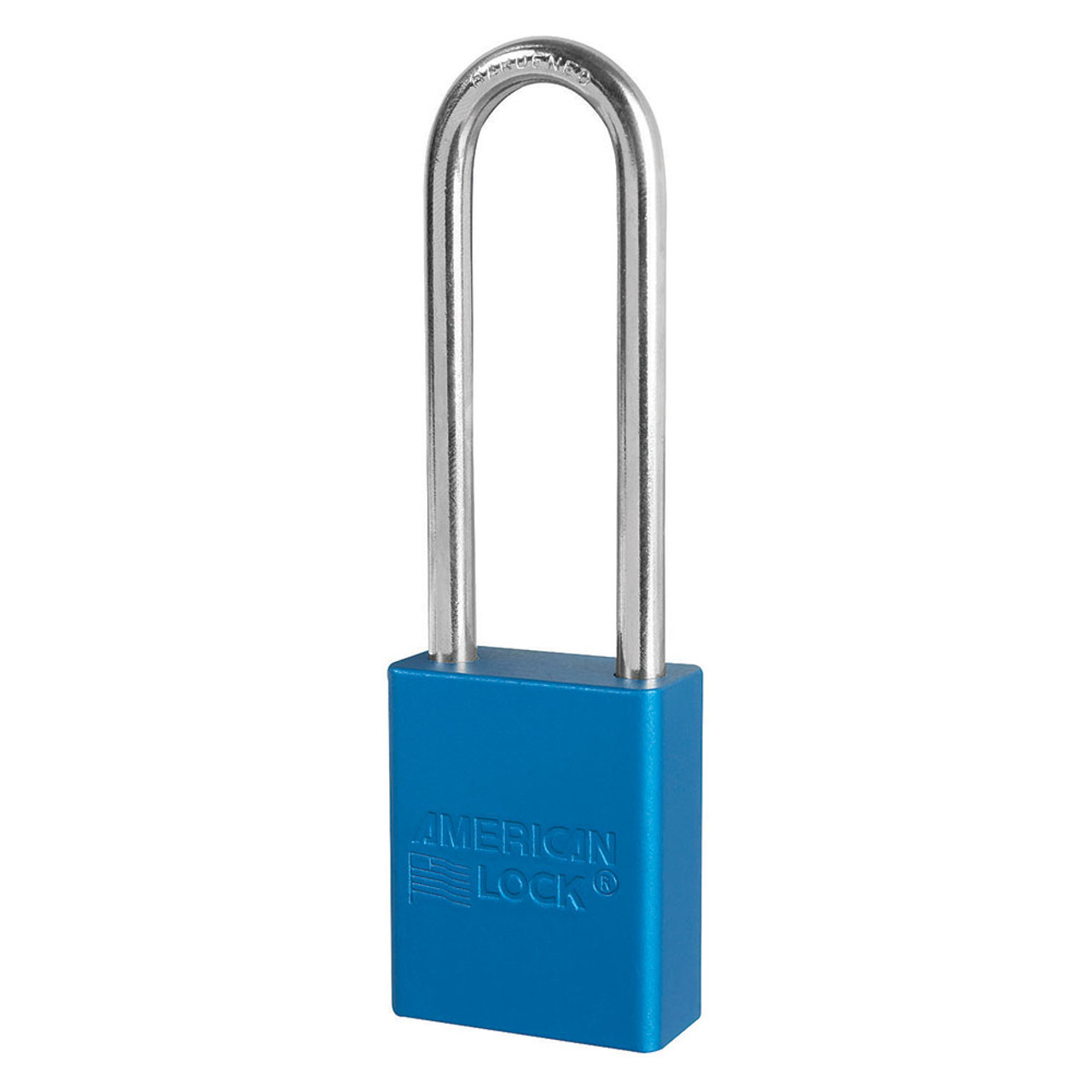 Safety Lockout Padlock, Different Key, Anodized Aluminum Body, 1/4 in Dia Shackle, 3 in Ht Shackle