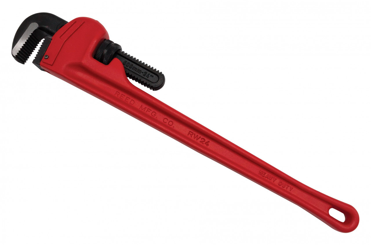 Straight Pipe Wrench, Heavy Duty, Hook and Heel Jaw, Alloy Steel Jaw, 180 deg Head, Standard, Red Handle