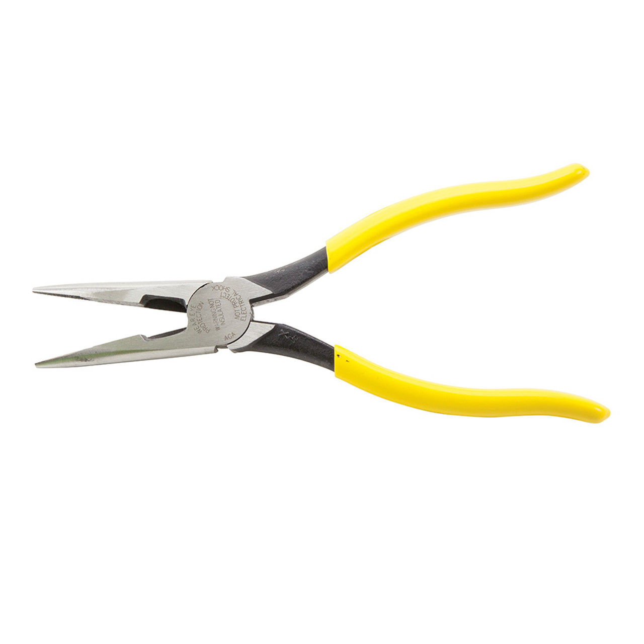 Long Nose Plier, Knurled Jaw, Tool Steel Jaw, 5-5/8 in Lg, Plastic Handle, Yellow, Steel Applicable