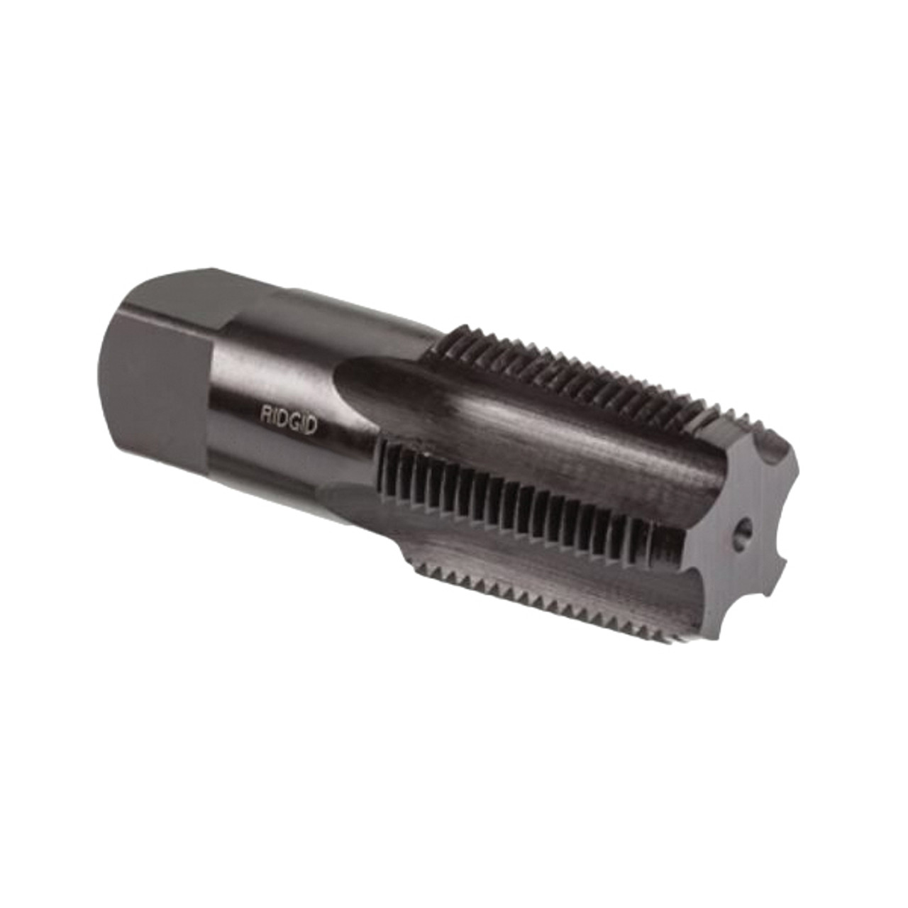 RIDGE Pipe Tap, Straight Flute, Imperial, Tapered Chamfer, Right Hand Cut, High Carbon Steel, Oxide Coated, 0.906 to 1-47/64 in