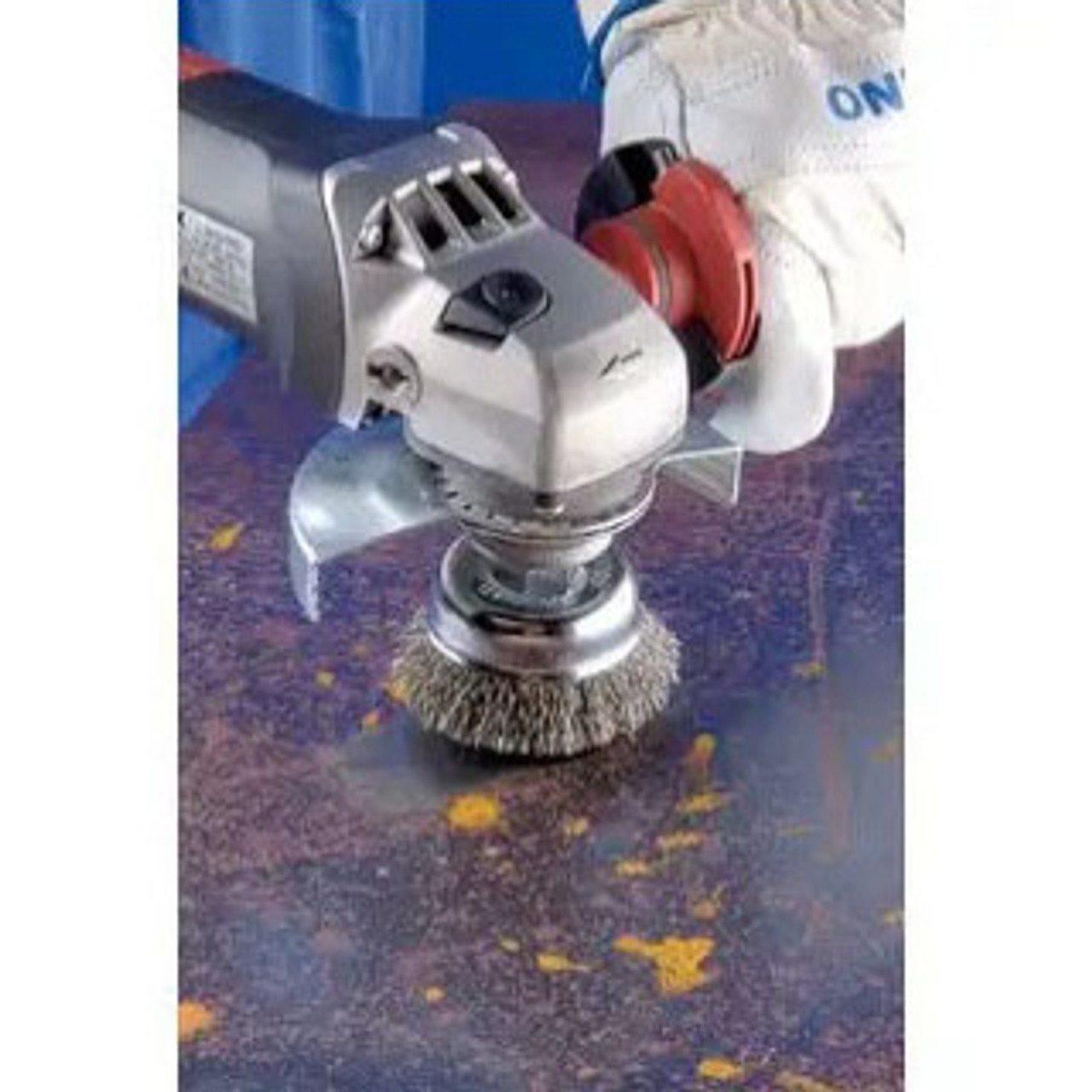 ADVANCE Cup Brush, 6 in Dia Brush, 5/8 in-11 Arbor Hole, Crimped Filament/Wire, Steel Wire Fill, 1-3/8 in Lg Trim