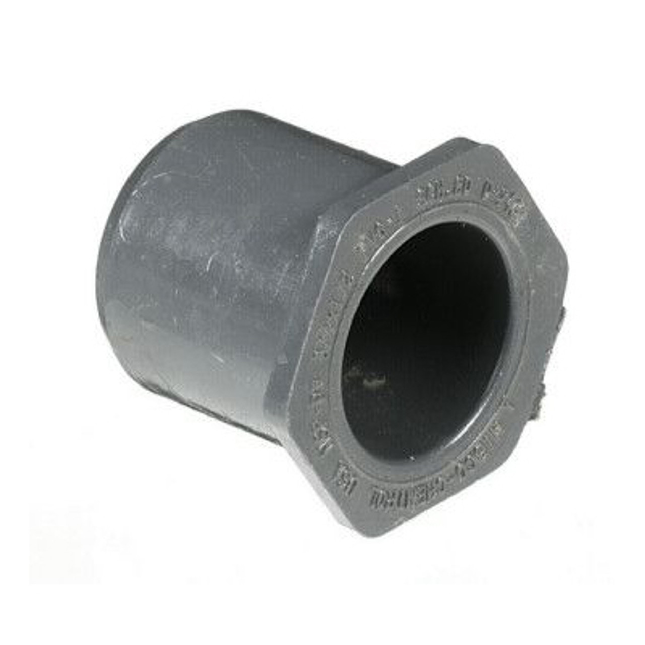 Reducer Bushing, Spigot End x Slip Socket End, SCH 80, Molded, Chlorinated PVC, 210 deg F, Gray