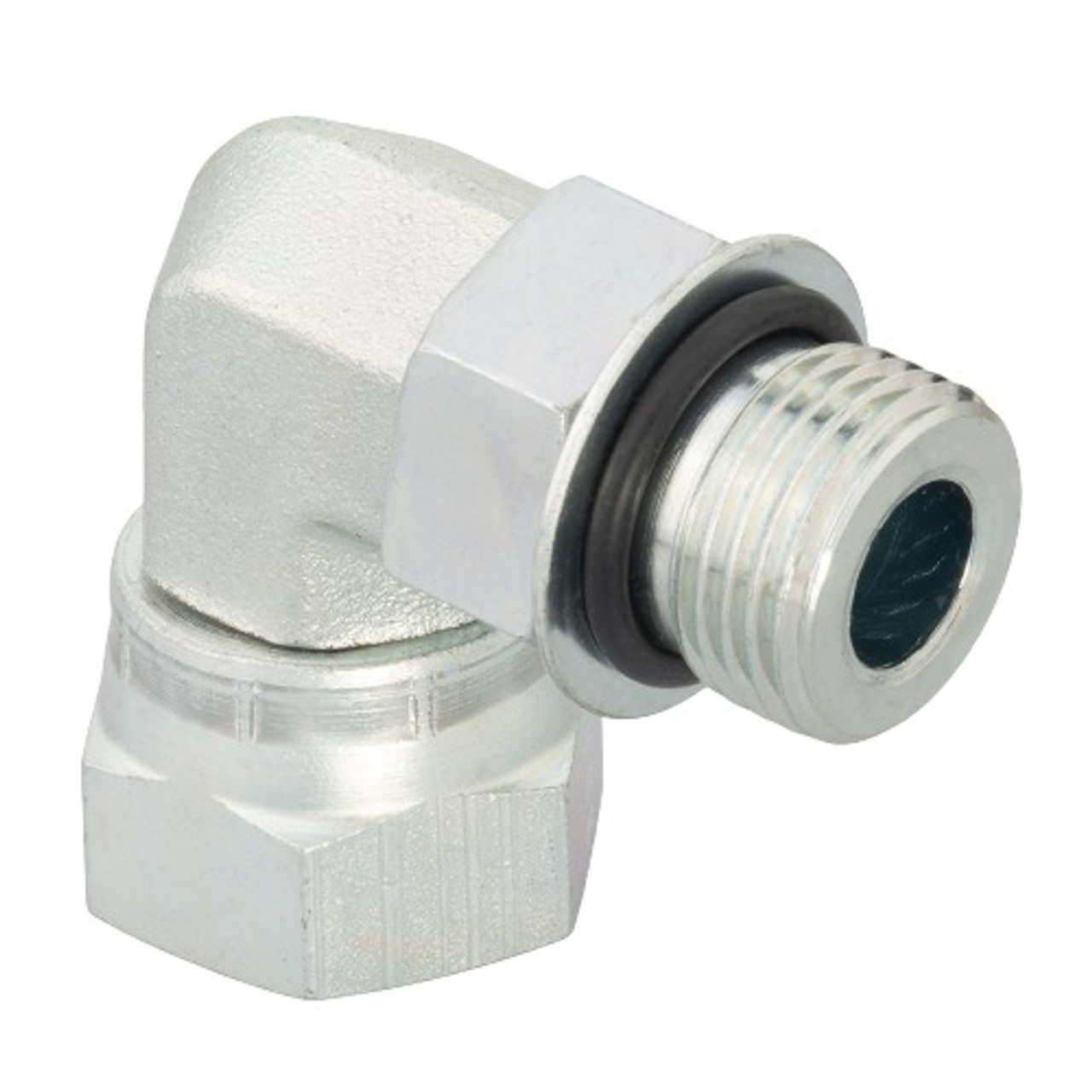 PARKER Hydraulic Elbow, Male SAE-ORB x FNPSM Swivel End, 90 deg, Steel, ToughShield Plus