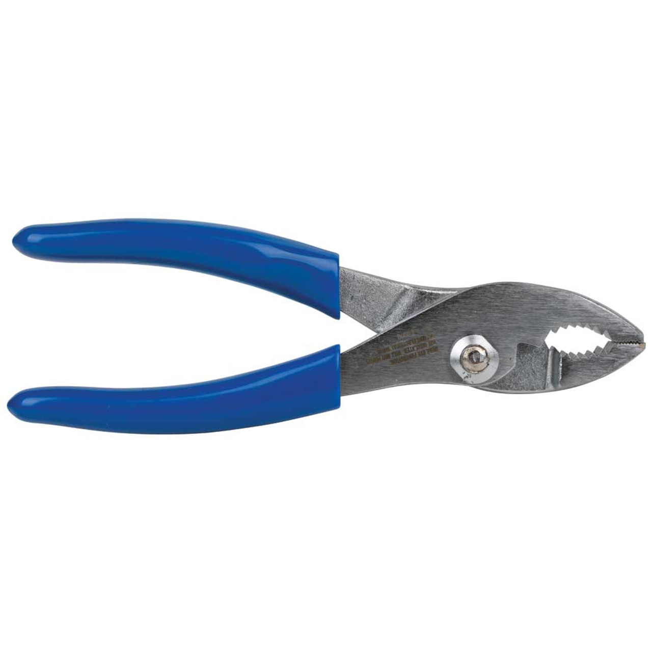 Slip Joint Plier, Serrated Jaw, Knurled Grip, Plastic Dipped Steel Handle, Nickel Plated, Blue