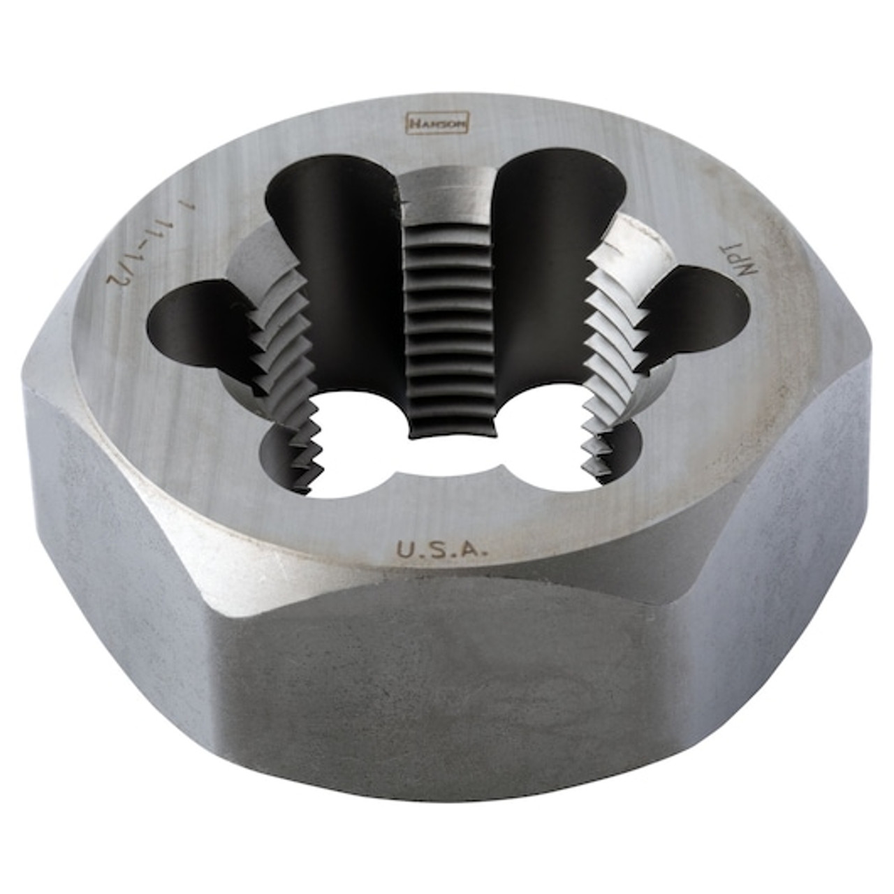 Taper Pipe Die, Re-Threading Hexagon, Imperial, NPT, 1-1/4 in Hex, Right Hand Thread, High Carbon Steel