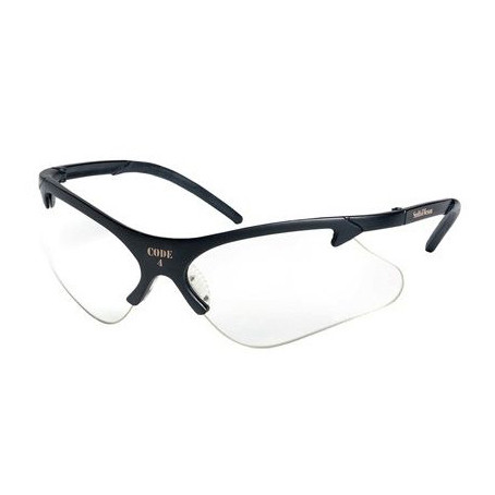 Safety Glasses, Universal, Anti-Scratch Lens, Black Frame, Nylon Frame, Polycarbonate Lens, 1 UV Protection, Ratchet Temple Style