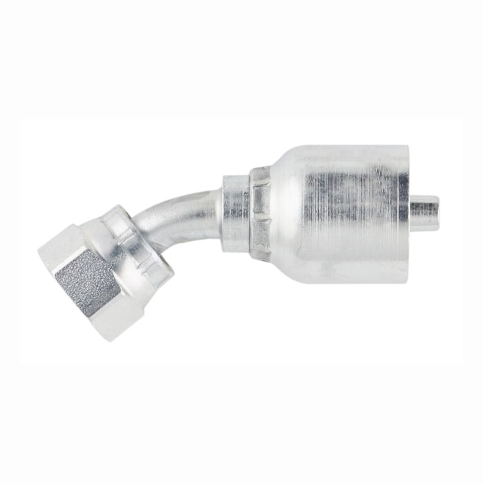 PARKER 43 Series Hydraulic Hose Elbow,Crimp Style,Female Seal-Lok Swivel x Hose End,45 deg,70 deg F,Steel,Domestic