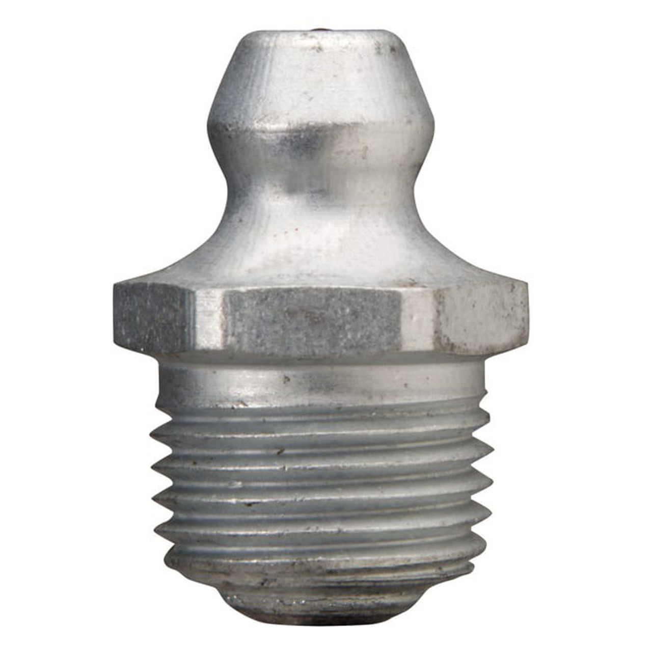 Zerk Fitting, 7/16 in Hex, Trivalent Zinc Plated, Steel, Straight, 1/8 in PTF Thread