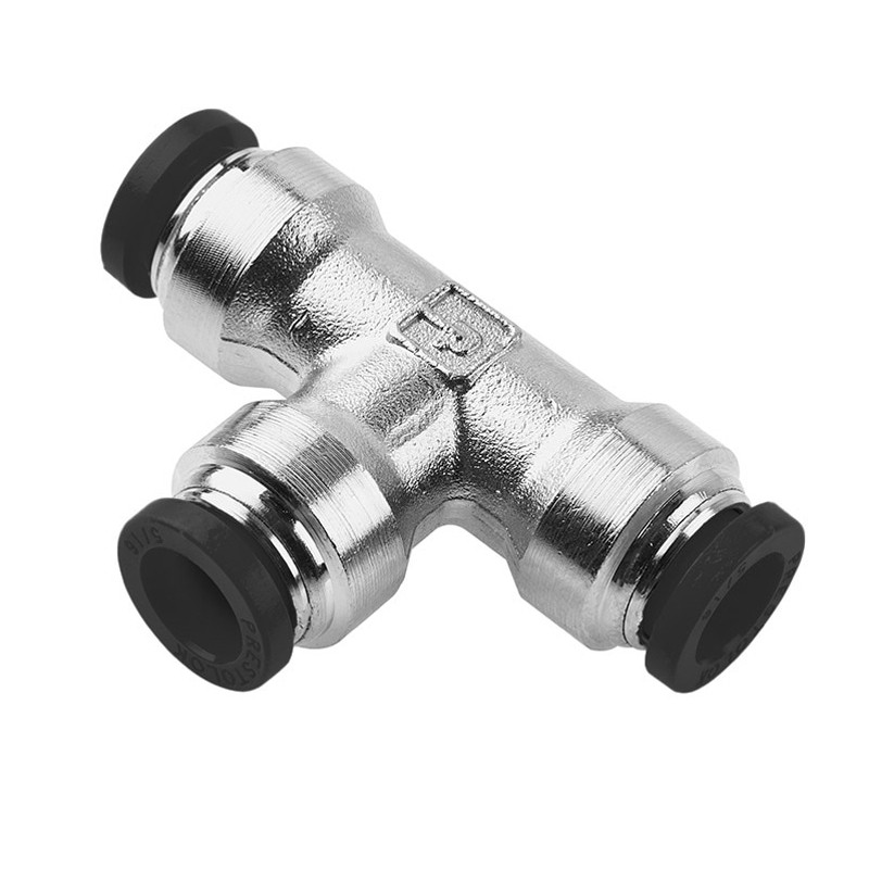 PARKER Prestolok PLP Union Tee, Union Tee, Push-to-Connect End, 300 psi, 0 to 200 deg F, Brass, Nickel Plated, Domestic