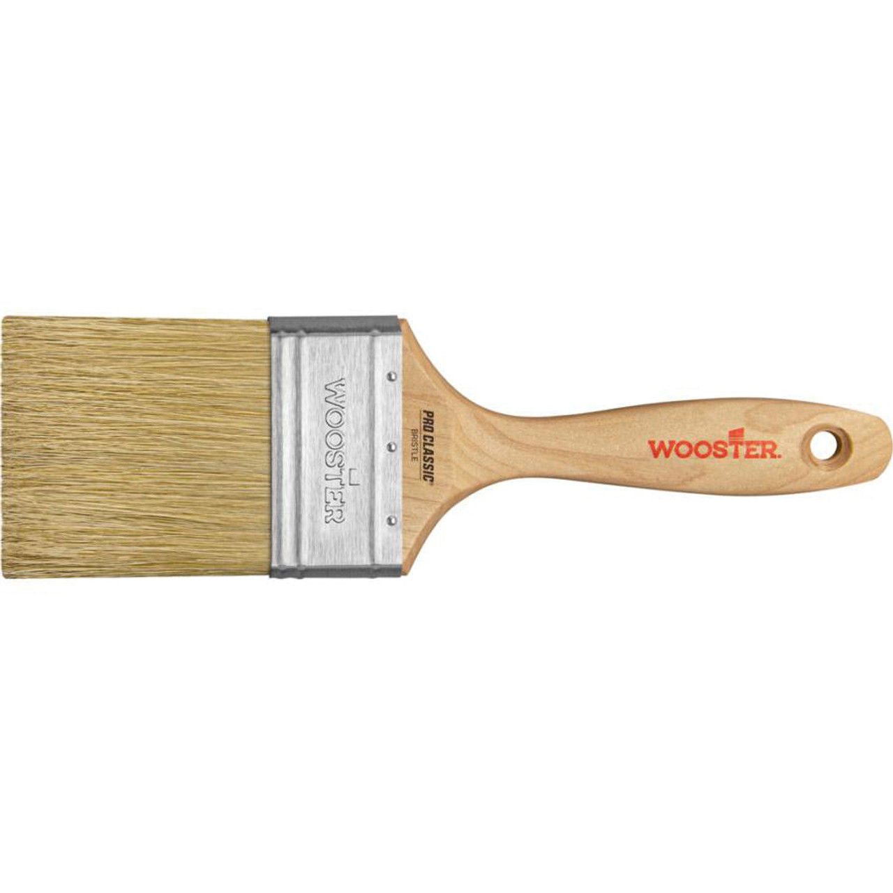 Paint Brush, Chisel, China Bristle Brush, Stainless Steel Ferrule, Sealed, Wood Handle, 2-1/2 to 3 in