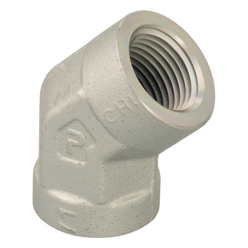 PARKER Hydraulic Elbow, FNPT End, 45 deg, Steel, Domestic