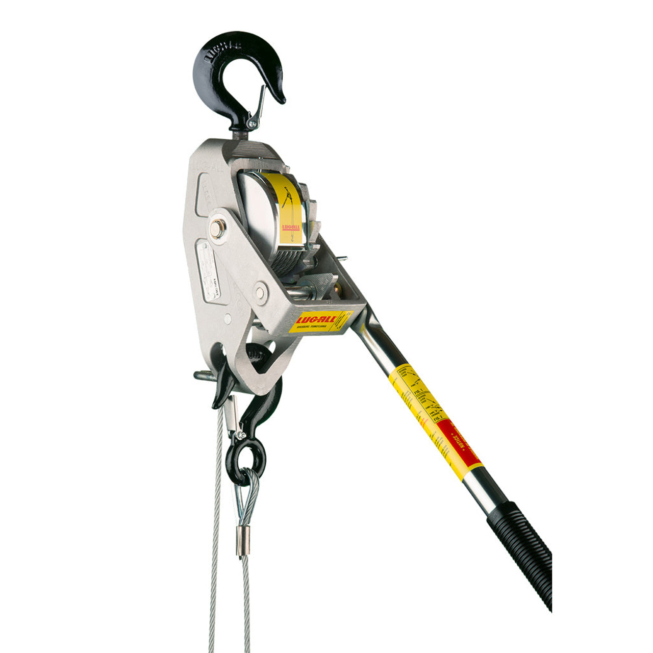 Ratchet Winch Hoist, Portable, 1.125 ton, 3/16 in Dia Cable, 16 in Min Between Hook, Reversible