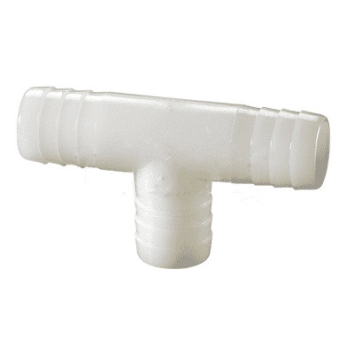 Tee, Tee, Hose Run x Hose Branch End, Nylon, White, Domestic