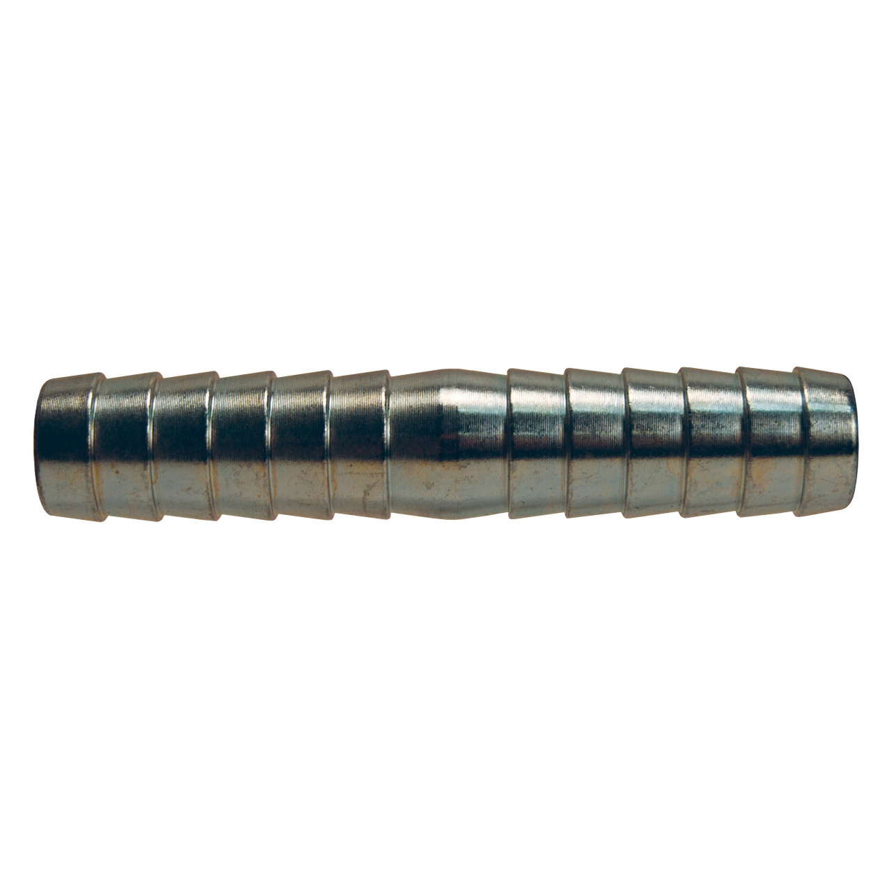 Hose Mender, Straight, Barbed End, 70 deg F, Steel, Zinc Plated, Domestic