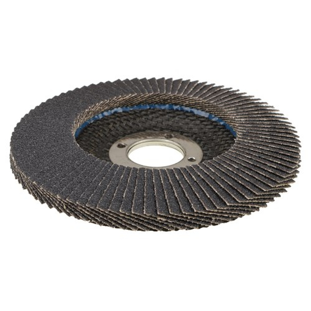 WEILER Wolverine Flap Disc, 4-1/2 in Dia Disc, 7/8 in Center Hole, Zirconia Alumina Abrasive, Type 29 Angled Disc, Blue WEILER Wolverine Flap Disc, 4-1/2 in Dia Disc, 7/8 in Center Hole, Zirconia Alumina Abrasive, Type 29 Angled Disc, Blue