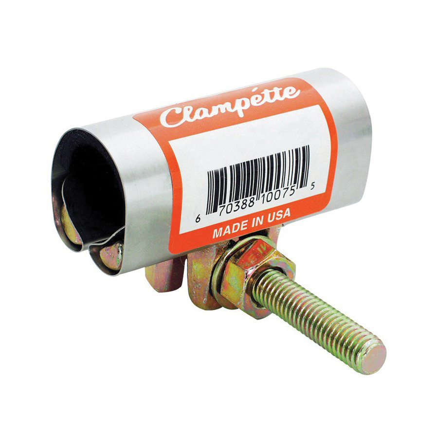 Pipe Patch Clamp, Pre-Formed, 5 in Pipe, 304 Stainless Steel, ASTM-F844, Electro Galvanized, Domestic