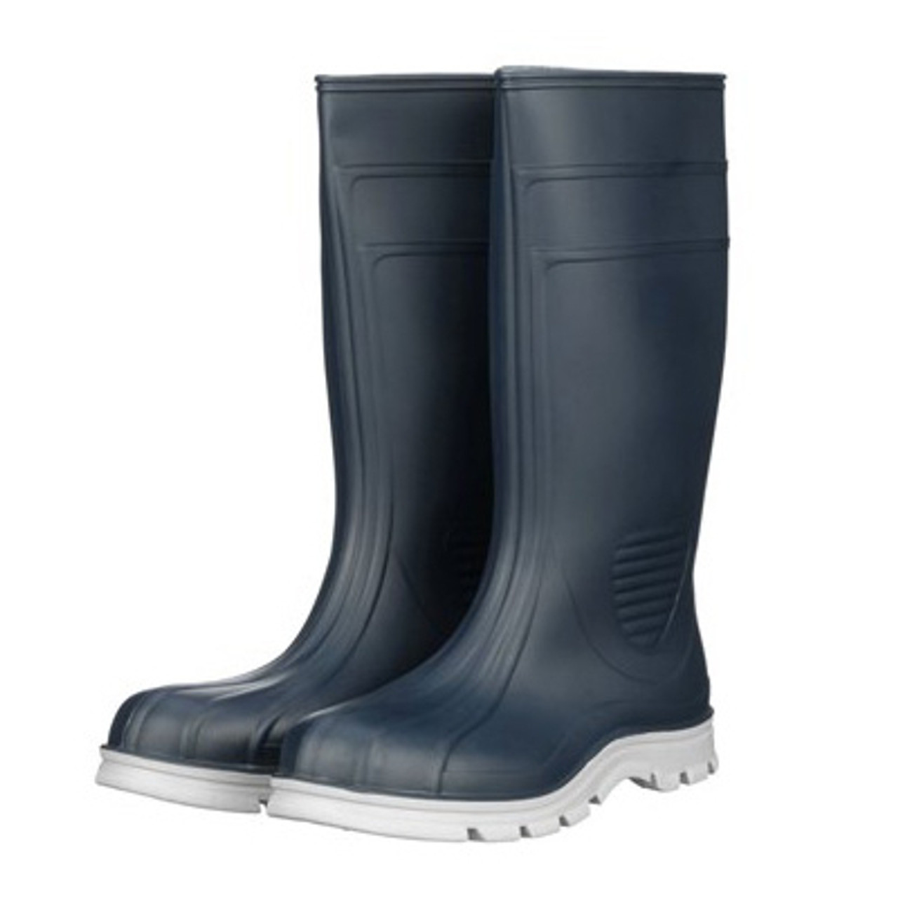 Knee Boot, Steel Toe, Non-Slip Sole, Polyvinyl Chloride Outsole, Pull On Closure, Blue,  Grey, Unisex