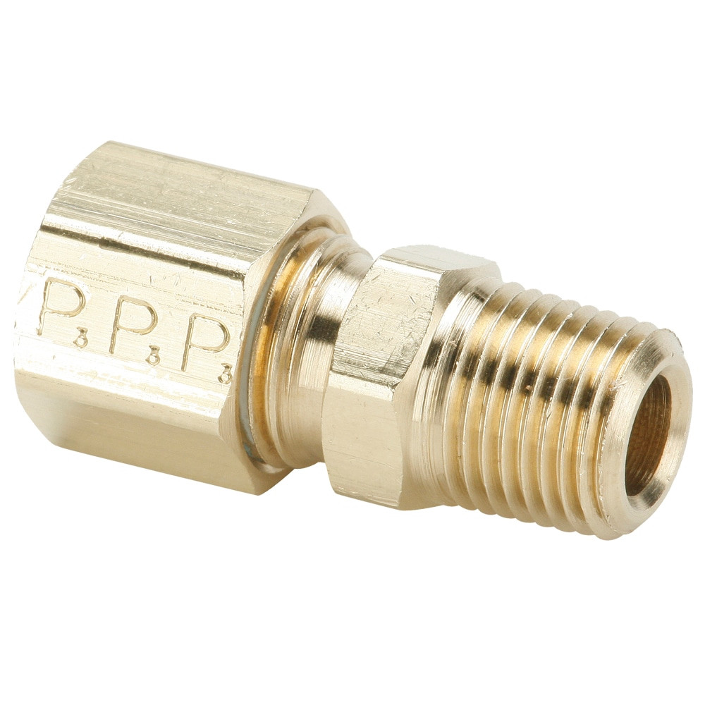 PARKER Adapter, Poly-Tite, Compression x MNPT End, -65 to 250 deg C, Brass, Forged, Adapter, Straight