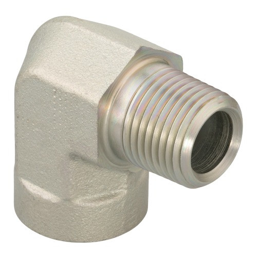 PARKER Hydraulic Elbow, Male NPT/NPTF x Female NPT/NPTF End, 90 deg, Steel, Chromium 6 Free Plated, Domestic
