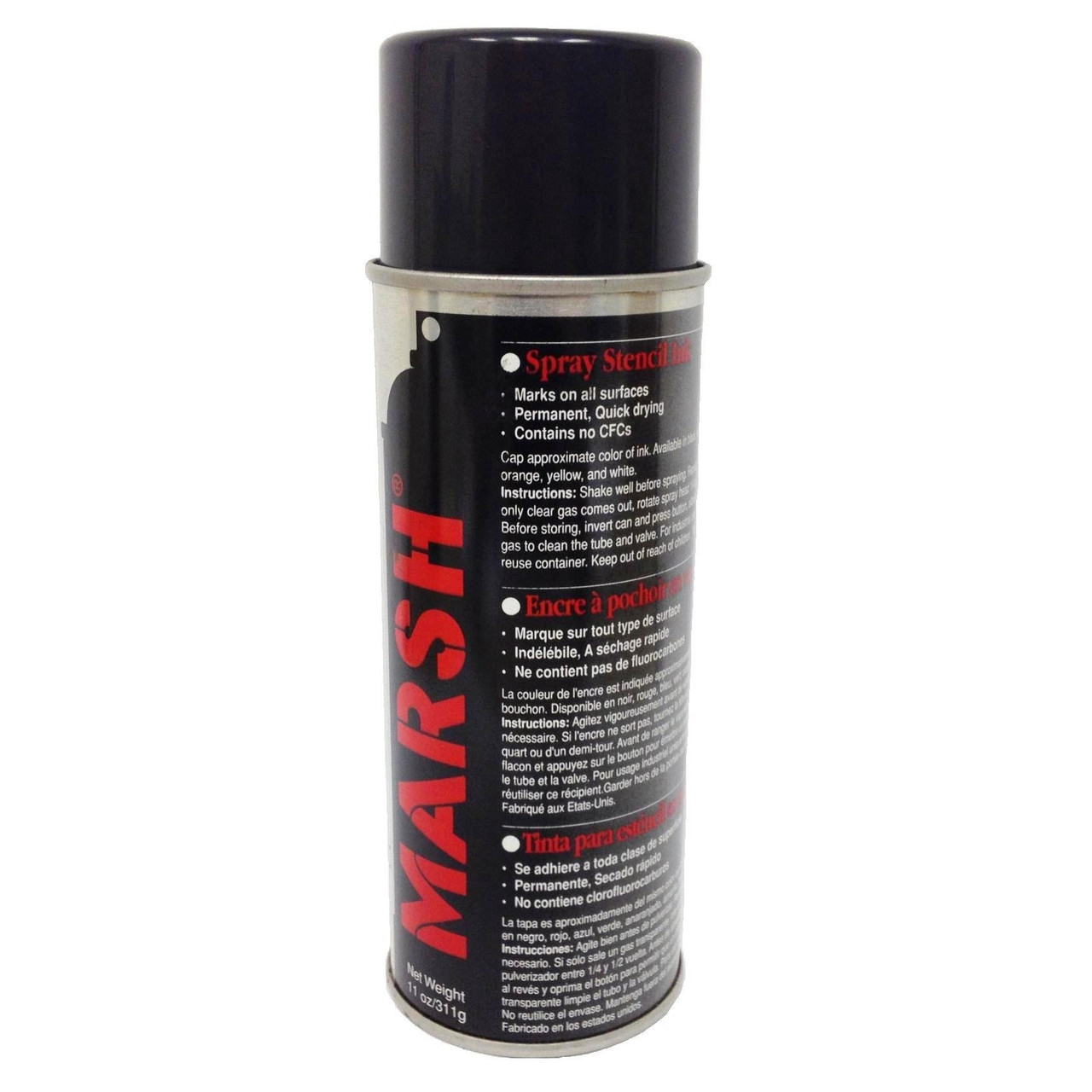Spray Stencil Ink, 11 oz Container, Can, Liquid, 0.72 Specific Gravity, Black/Green/Orange/Red/Tan Markover/White/Yellow