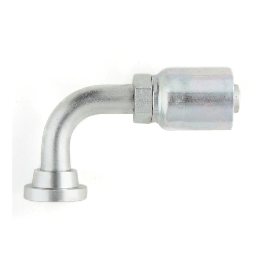 PARKER 43 Series Hydraulic Hose Elbow,Crimp Style,SAE Code 61 Flange Head x Hose End,90 deg,Steel,1-1/2 x 1-1/4 in