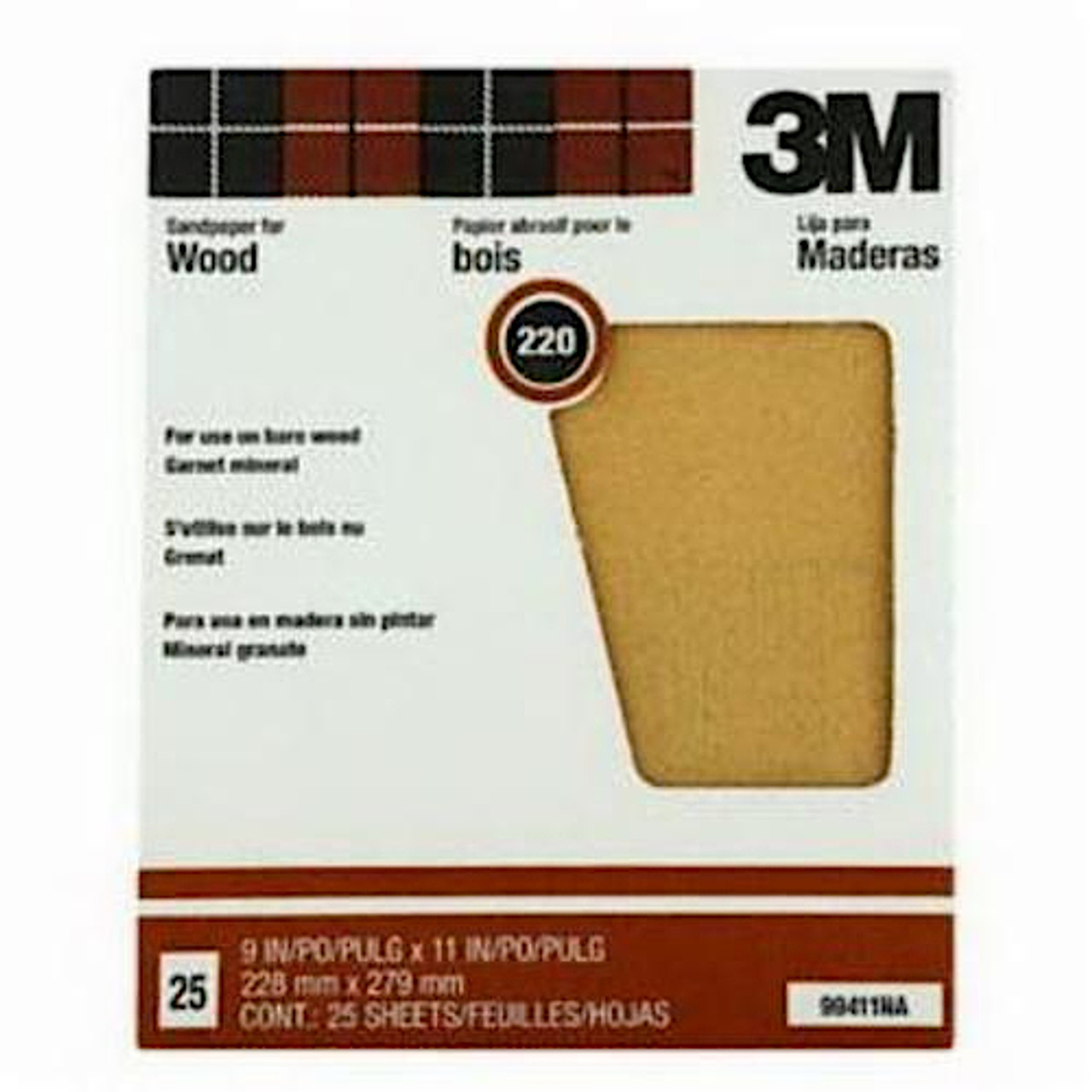 3M Sanding Sheet, 11 in Lg, 9 in Wd, Aluminium Oxide Abrasive, Tan, Universal