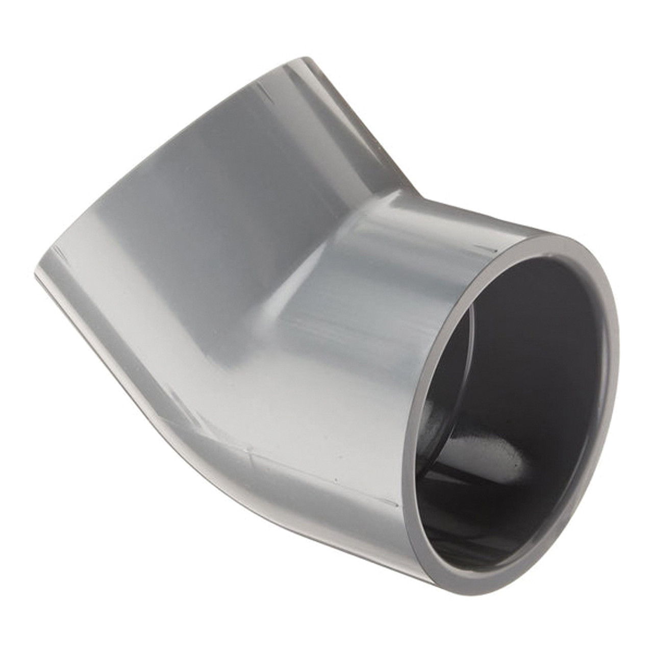 Elbow, Slip Socket End, SCH 80, Molded, Chlorinated PVC, 210 deg F, Gray, 45 deg Elbow