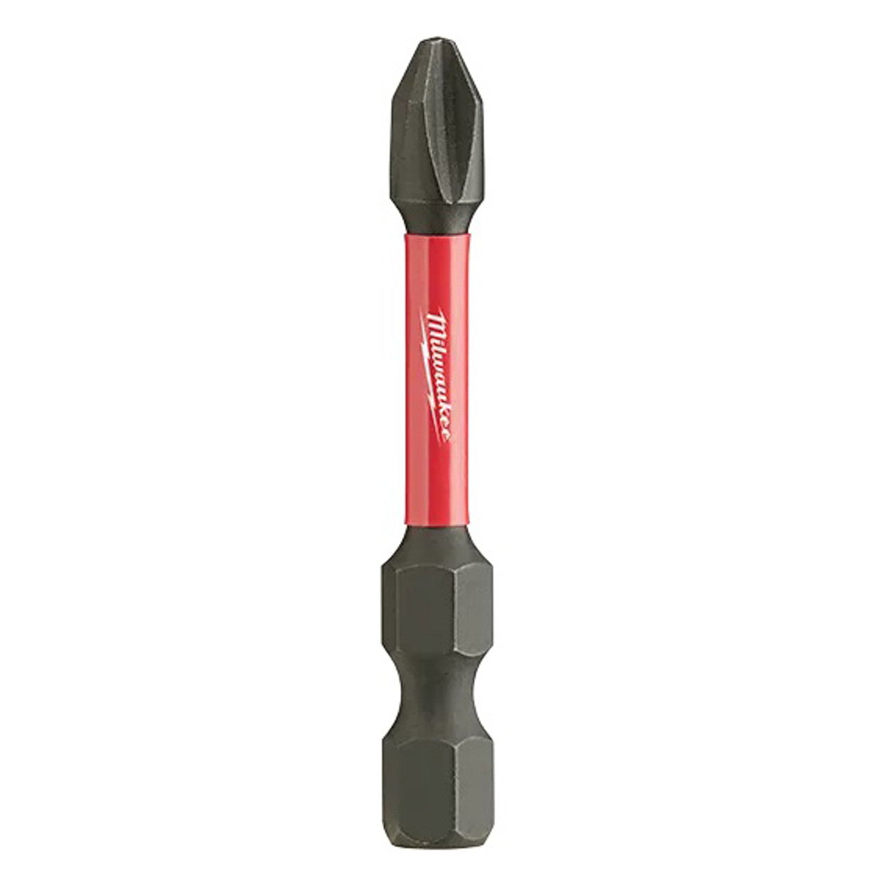 MILWAUKEE SHOCKWAVE Screwdriver Bit, Power Return, Philips Point, 2 in Lg, Hex Shank, 1/4 in Shank, Alloy Steel, Black