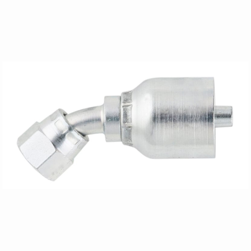 PARKER 43 Series Hydraulic Hose Elbow,Crimp Style,37 deg Female JIC Swivel x Crimp End,45 deg,Steel,Domestic