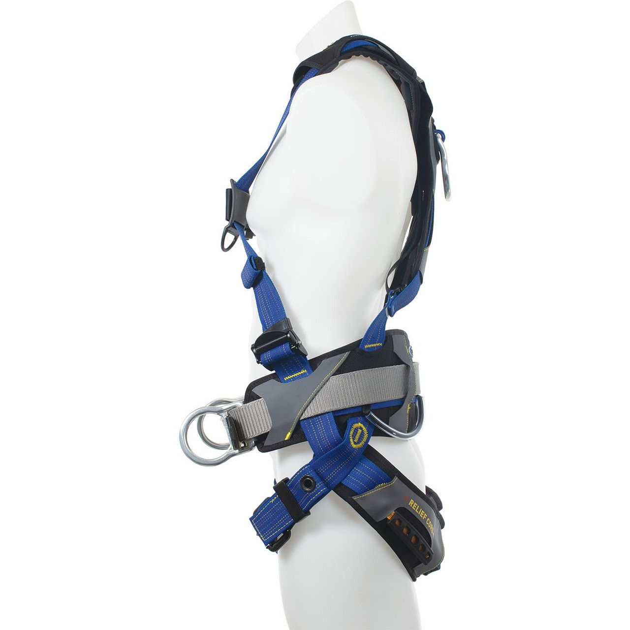 Harness, Alloy Steel Hardware, Black,  Blue, 400 lb, Tongue/Grommet Leg Strap Buckle, Friction Buckle