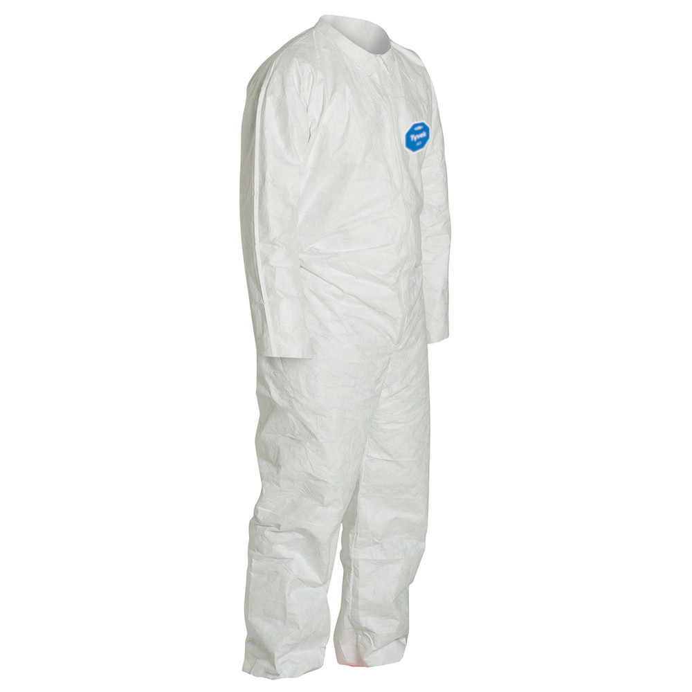 Disposable Coverall, Comfort Fit, White, Tyvek®, Serged Seam, Front Zipper Closure