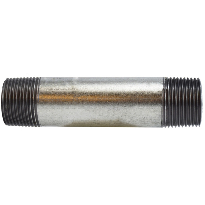 Pipe Nipple, 1 in, NPT End, SCH 40, 700 psi, -200 to 150 deg F, Seamless,  Welded, Grade B Steel, Galvanized