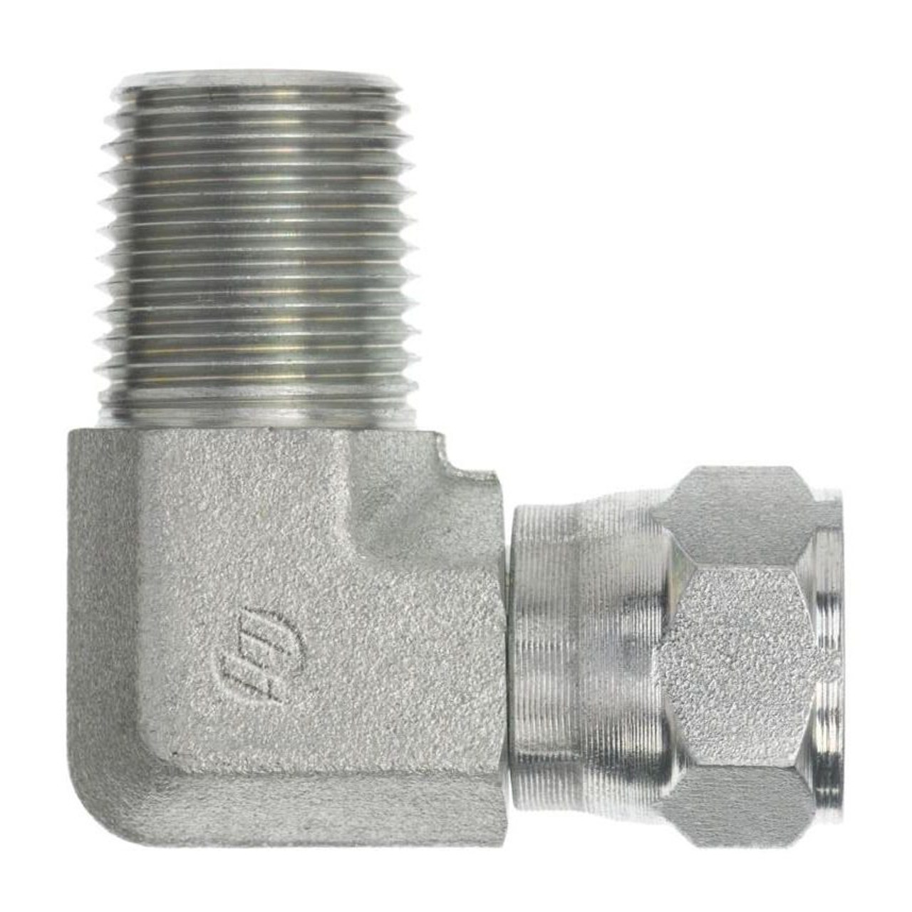 Hydraulic Elbow, MNPT x 37 deg Female JIC Flare End, 90 deg, Forged Steel, Tri-Chrome, Import