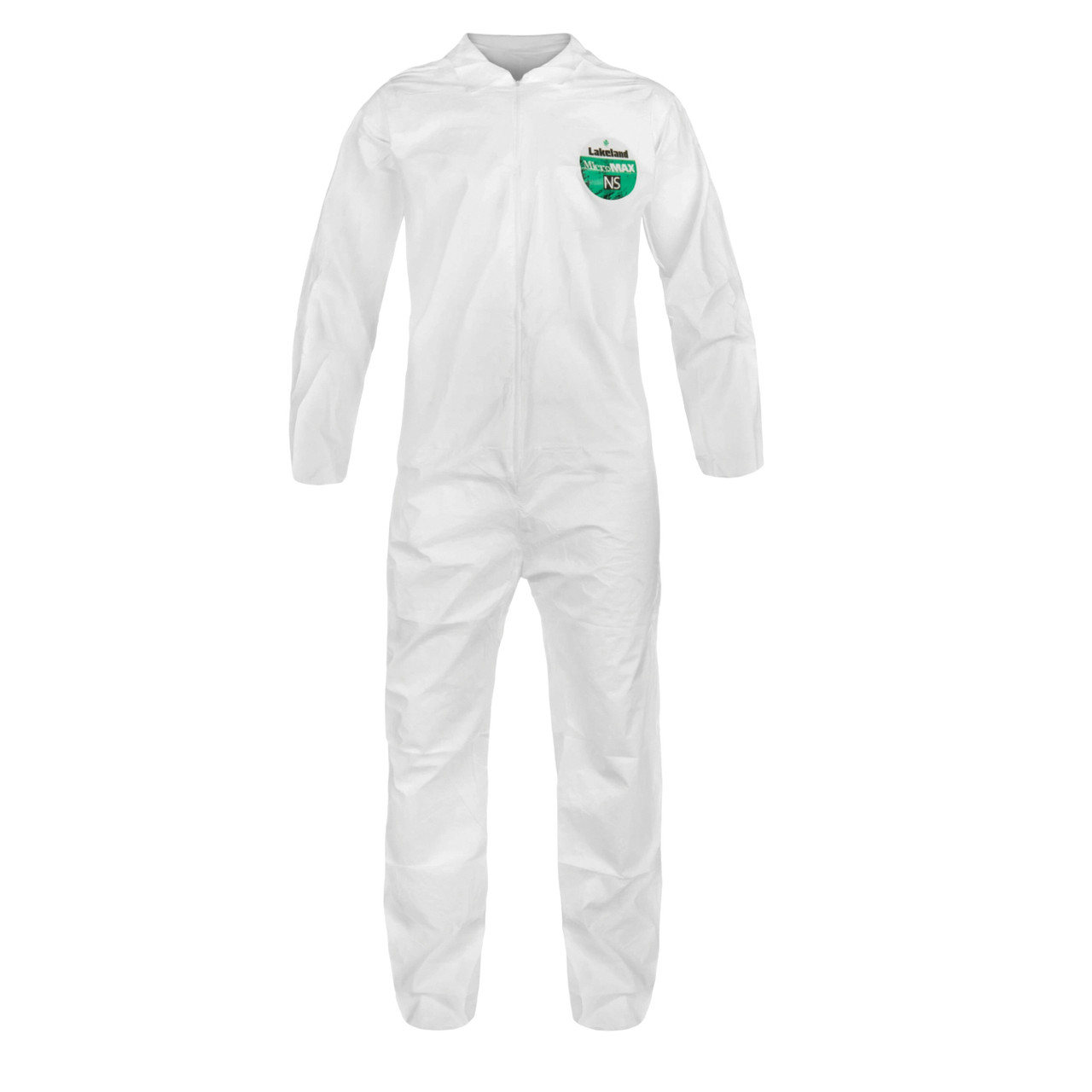 Disposable Coverall, Lightweight, White, Microporous Film Laminate, 45 gsm Fabric, Serged Seam