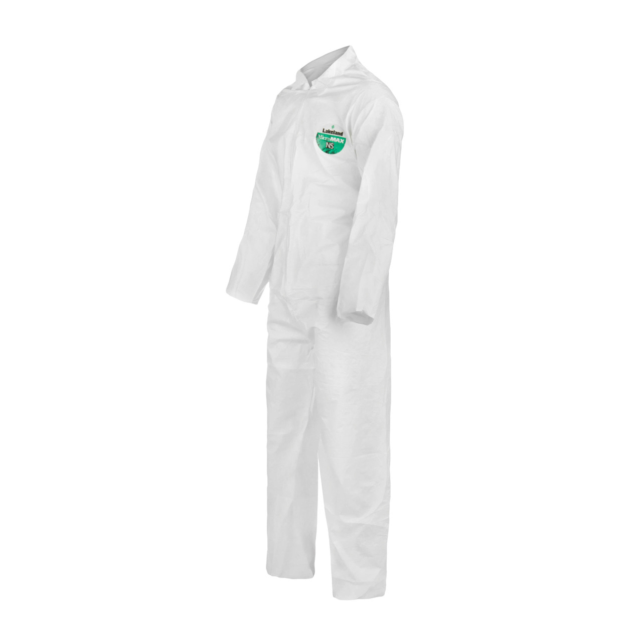 LAKELAND MicroMax Disposable Coverall, Lightweight, White, Microporous Film Laminate, 45 gsm Fabric, Serged Seam
