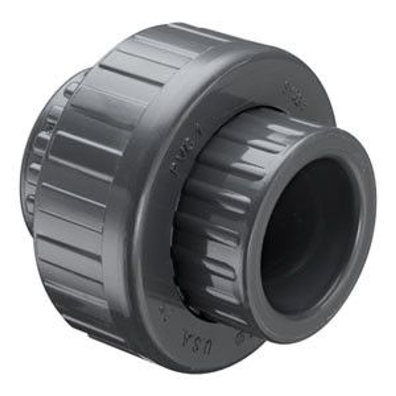 Union, Slip Socket End, SCH 80, Molded, Chlorinated PVC, Viton Seal, 210 deg F, Gray, Union